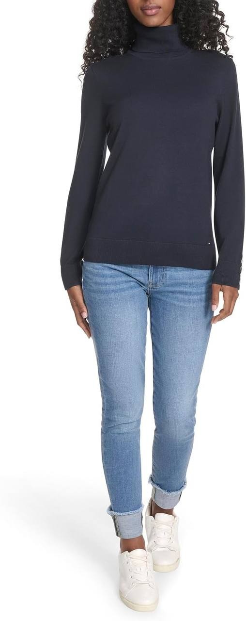 Tommy Hilfiger Cotton Lightweight Turtleneck Top Sky Captain XL NWT $69.50
