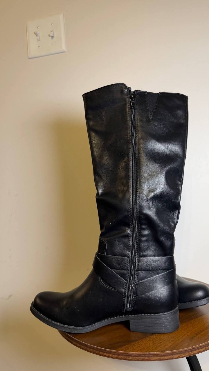 Style & Co Margoo Riding Boots 8M  Black Tall Zip Buckle NIB msrp$79.90