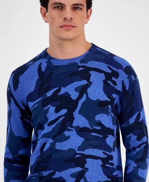 Club Room Men’s 100% Cashmere Camo Printed Sweater Crewneck S $189 NWT