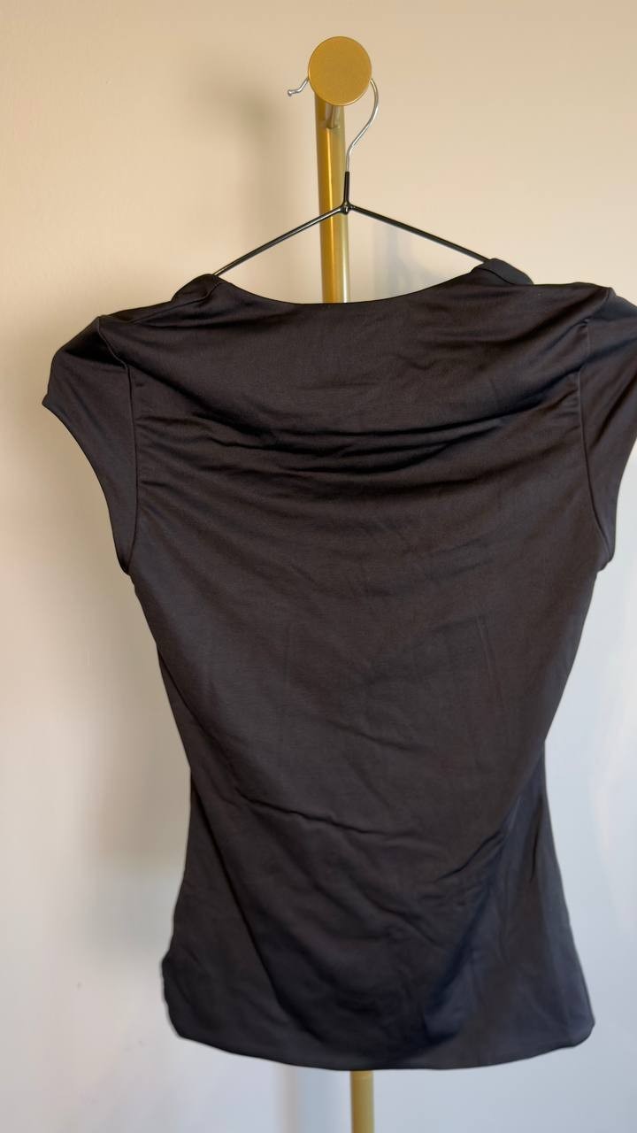 And Now This Petite Square-Neck Cap-Sleeve Top Black PXS Pre-Owned $19.99