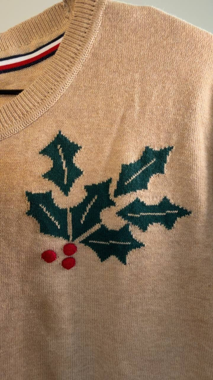 Tommy Hilfiger Holly Crewneck Cotton Sweater Sand XL NWT $69.50