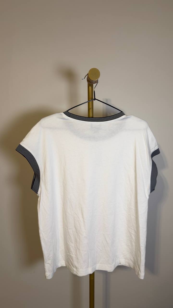 Nautica Striped-Trim Short Sleeve T-Shirt White M NWT $44.50