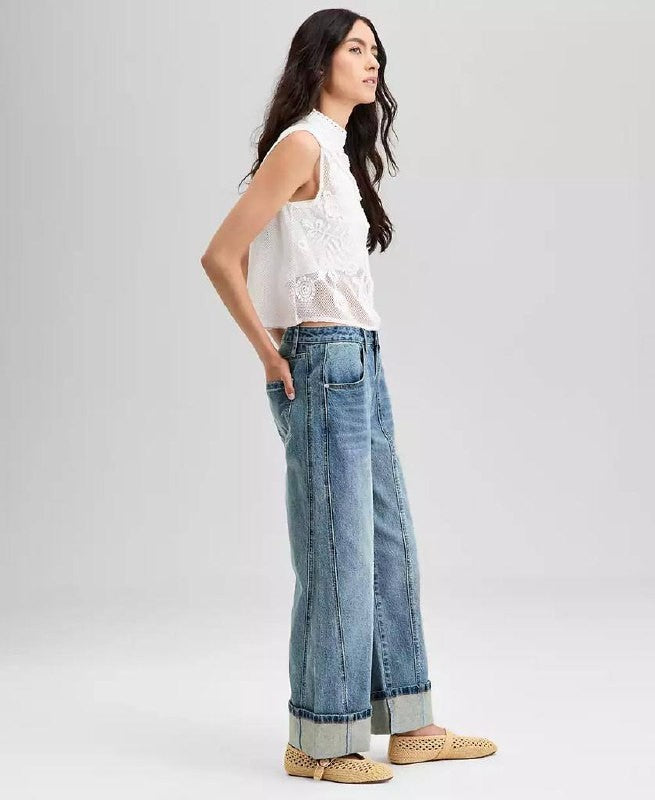 And Now This High‑Rise Seamed Cuffed Jeans Blue Size31P NWT Petite msrp$59.50