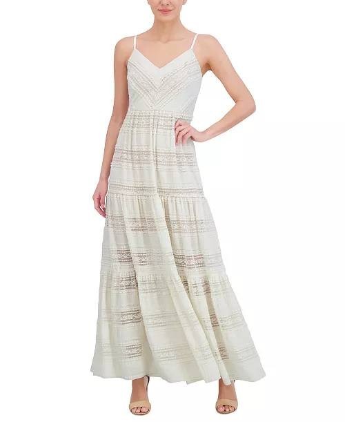 Eliza J Lace Tiered Maxi Dress Ivory 14 NWT $168
