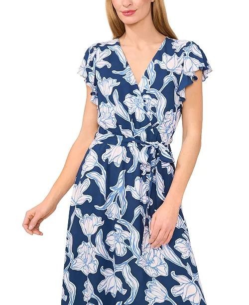 CeCe Wrap‑Front Short‑Sleeve Maxi Dress – Size L – NWT – $89
