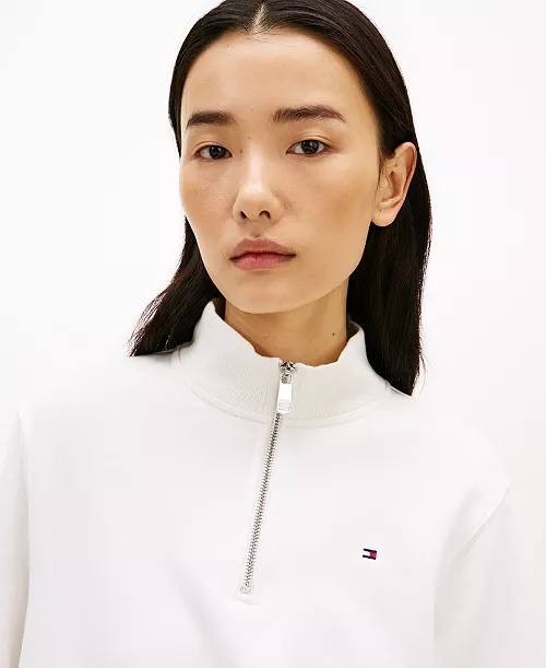 Tommy Hilfiger Women’s Half‑Zip Sweatshirt Ecru M NWT $79.50