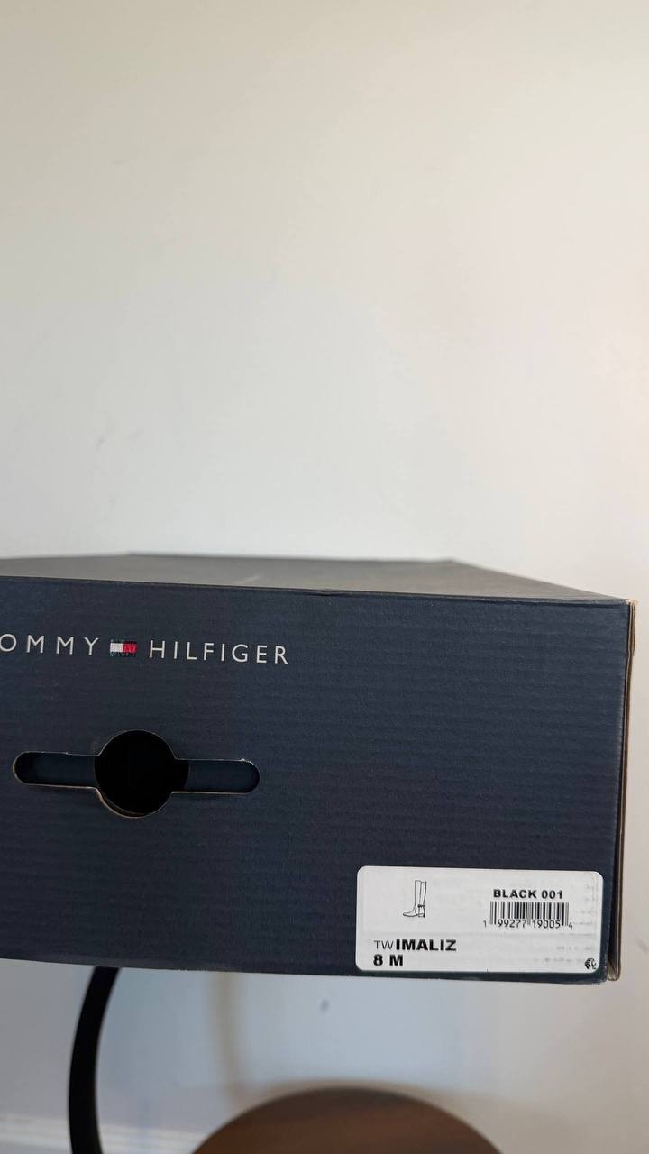 Tommy Hilfiger Imaliz Tall Ornamented Riding Boots Black 8M Man‑Made $159 NWB