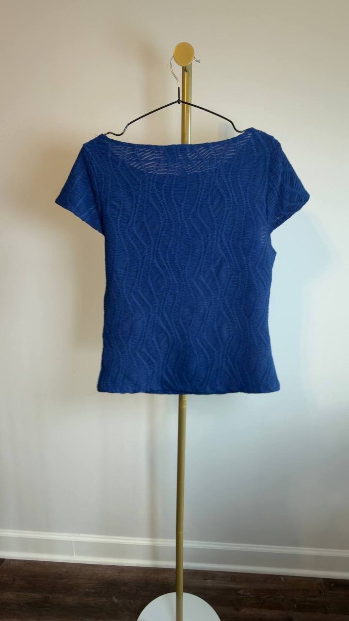 DKNY Texture Knit Top Cadet Blue XS NWT $69