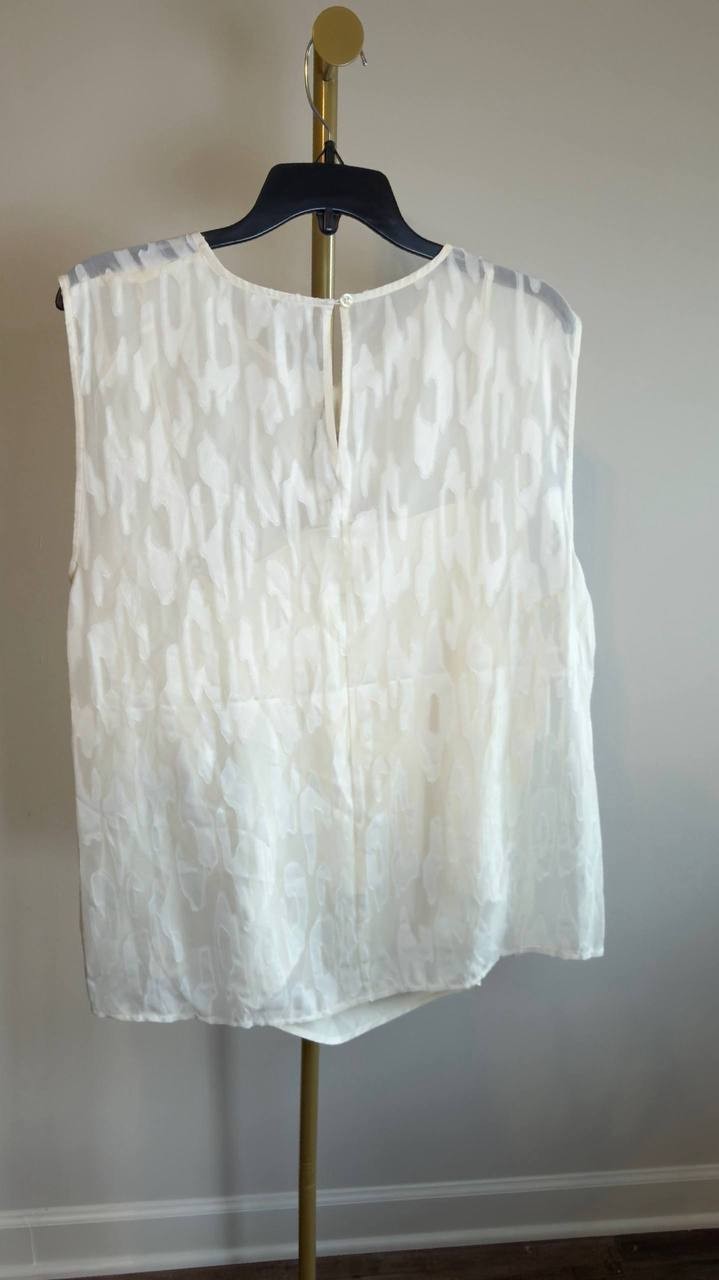 Calvin Klein Sleeveless Burnout Blouse White XL NWT $99