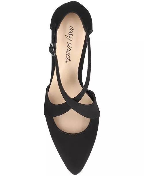 Easy Street Elegance Cross Strap Pumps Black Lamy 7.5M NWB Faux Leather $69.99
