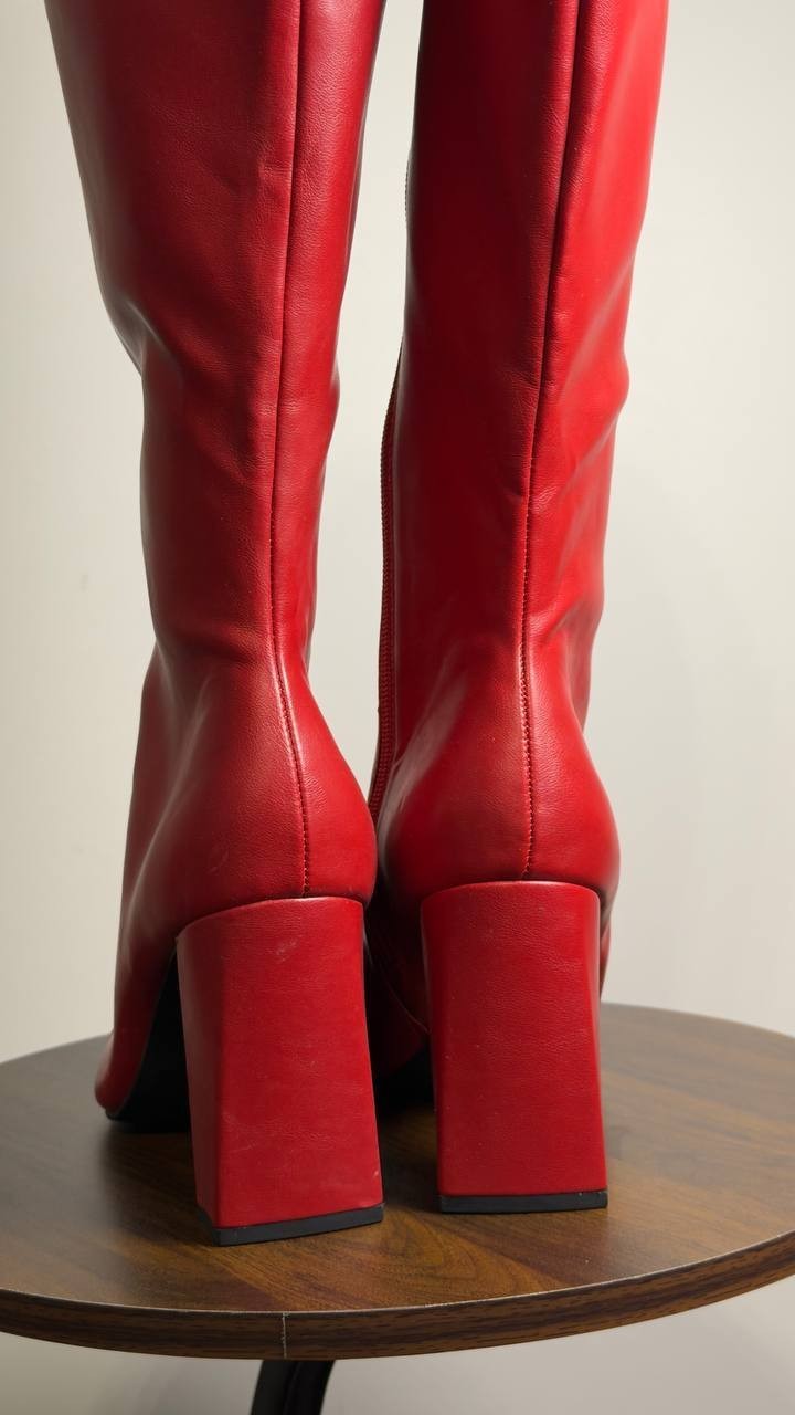 Wild  Pair  Islah  Block‑Heel  Dress  Boots  Red   8.5  New  No  Box  $99