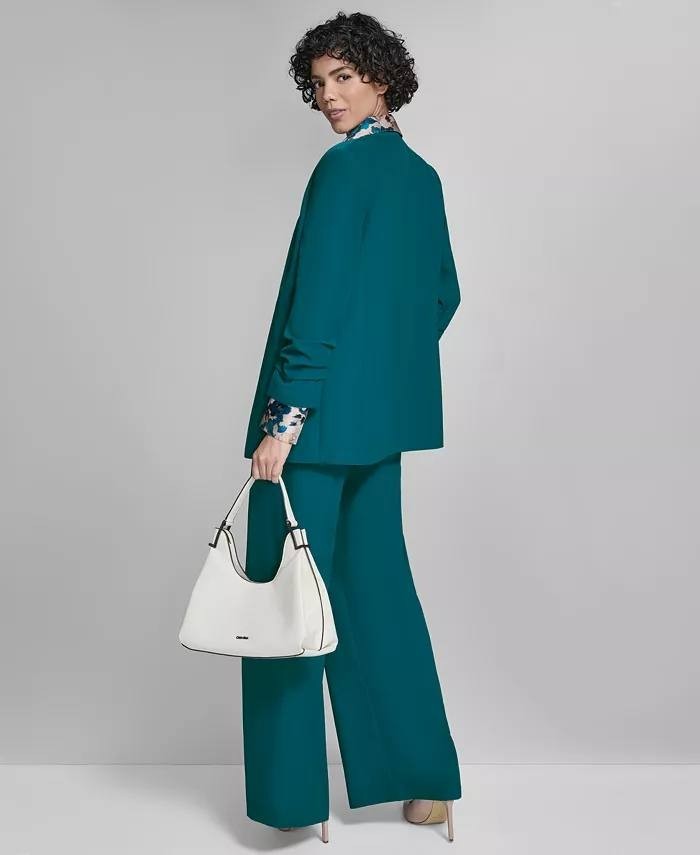 Calvin Klein Heavy Open‑Front Ruched‑Sleeve Blazer Cypress 8 NWT $149