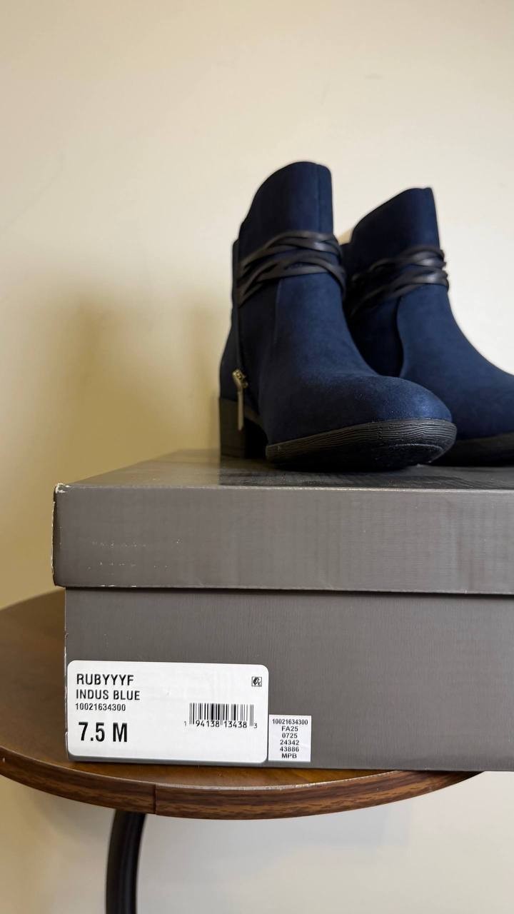 Style&Co Indus Blue Microfiber Block Heel Booties 7.5M NIB MSRP $79.90