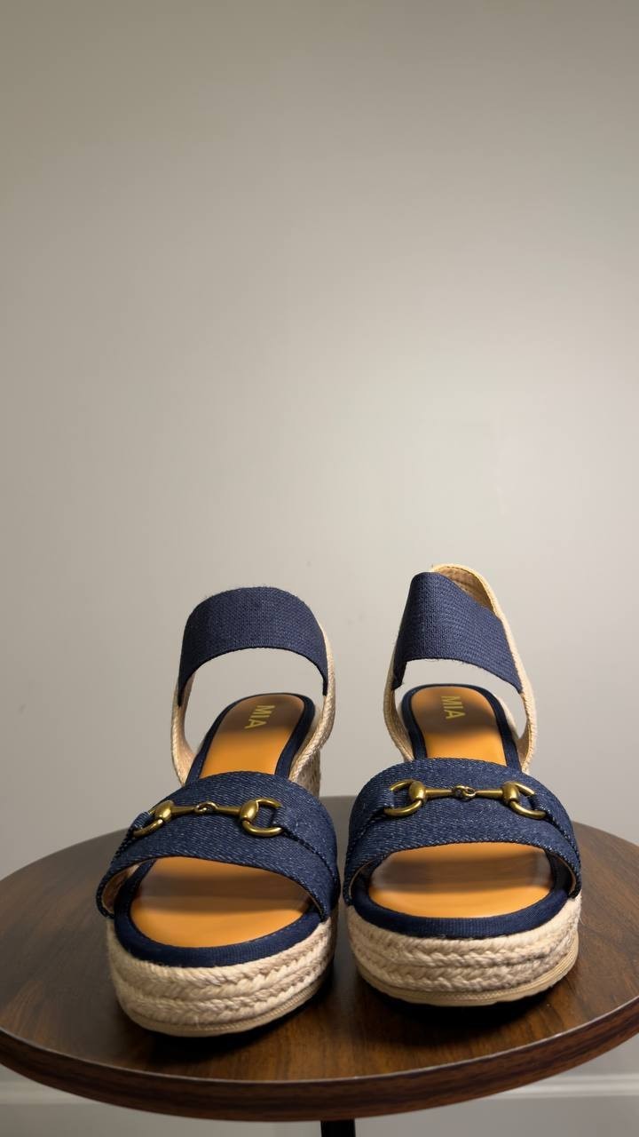 MIA   Shoes  Barossa  Wedge  Sandals  Navy  Denim  9M  New  $70