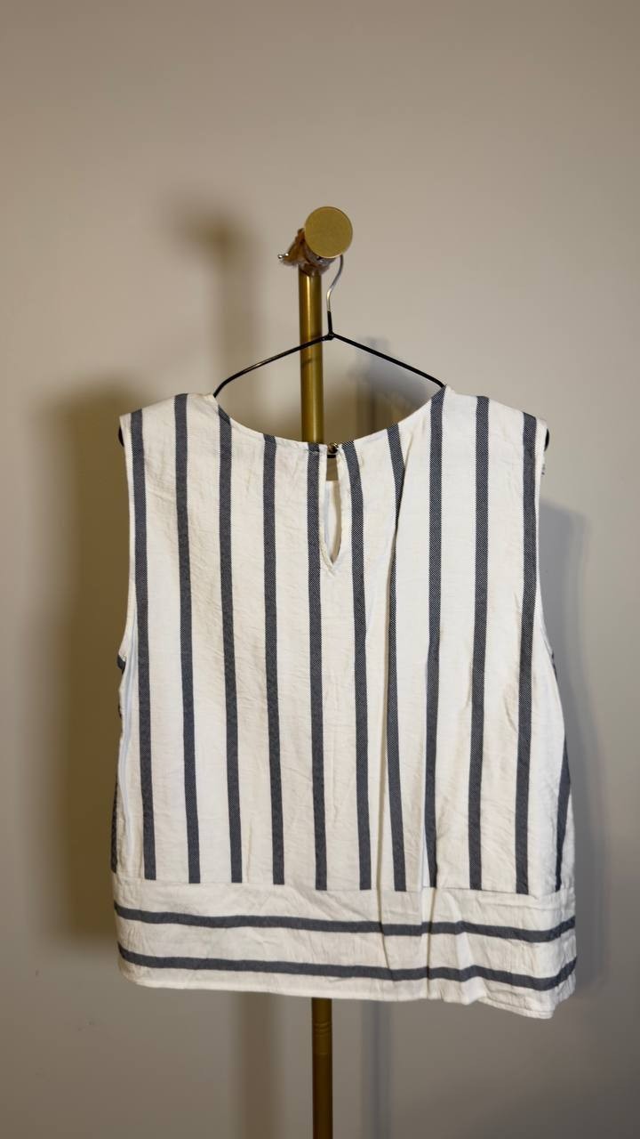 Vince Camuto Sleeveless Crewneck Viscose Blouse White Multi L NWOT $79