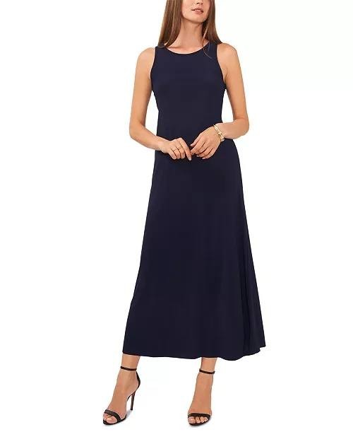 Vince Camuto Sleeveless Keyhole-Back Crewneck Maxi Dress Classic Navy M NWT $69