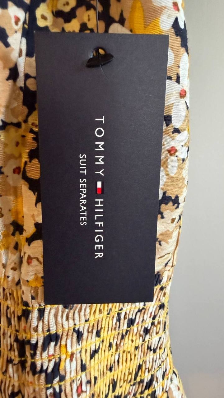 Tommy Hilfiger Women’s Floral Smocked‑Waist Ruffle‑Sleeve Top XL $69 NWT