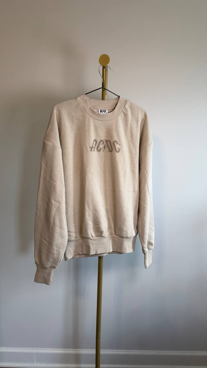 AC/DC High Voltage Tour Crewneck Sweatshirt S Beige NWT $50