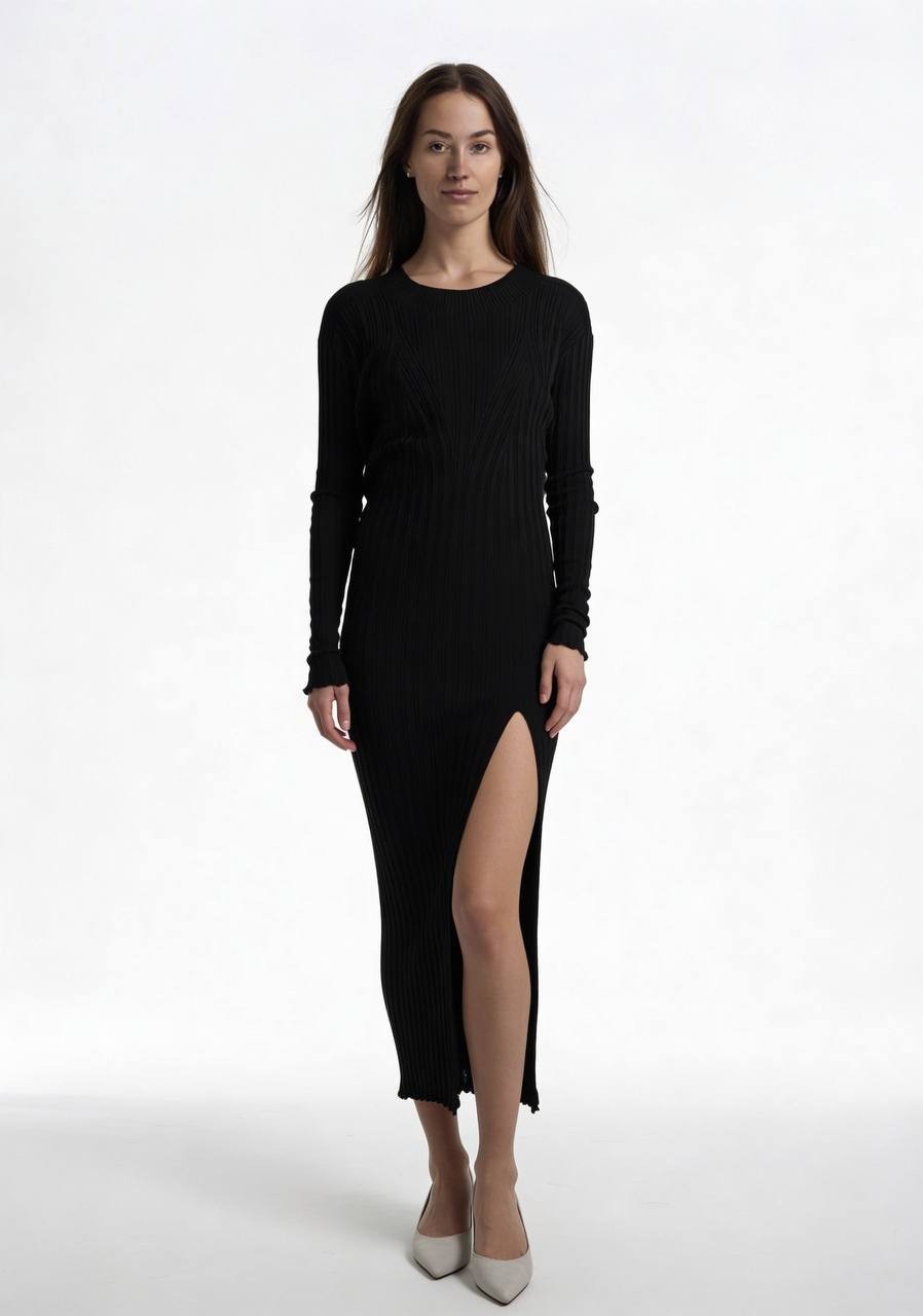 FCT With Love Black Knitted Midi Dress – Size L – NWT – $56