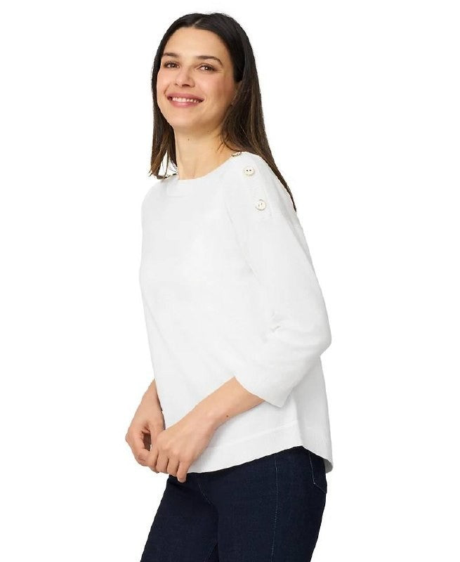 Melissa Paige Boat‑Neck Button‑Shoulder Sweater – White– Size XL – NWT – $46.50