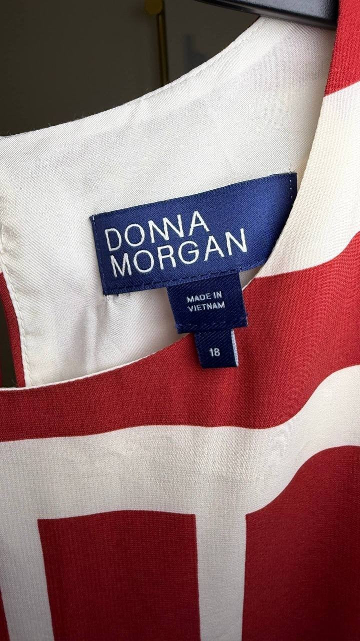 Donna Morgan Crewneck Midi Dress Cream/Dark Red 18 NWT $158