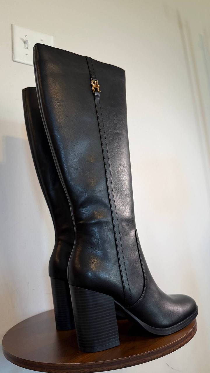 Tommy Hilfiger Ursy Women’s Knee High Dress Boots Black 8.5M Man‑Made $158.99NWB