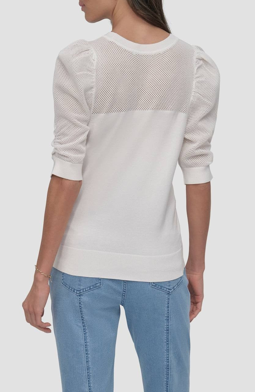 DKNY Puff Sleeve Sweater – White– Size XS – NWT