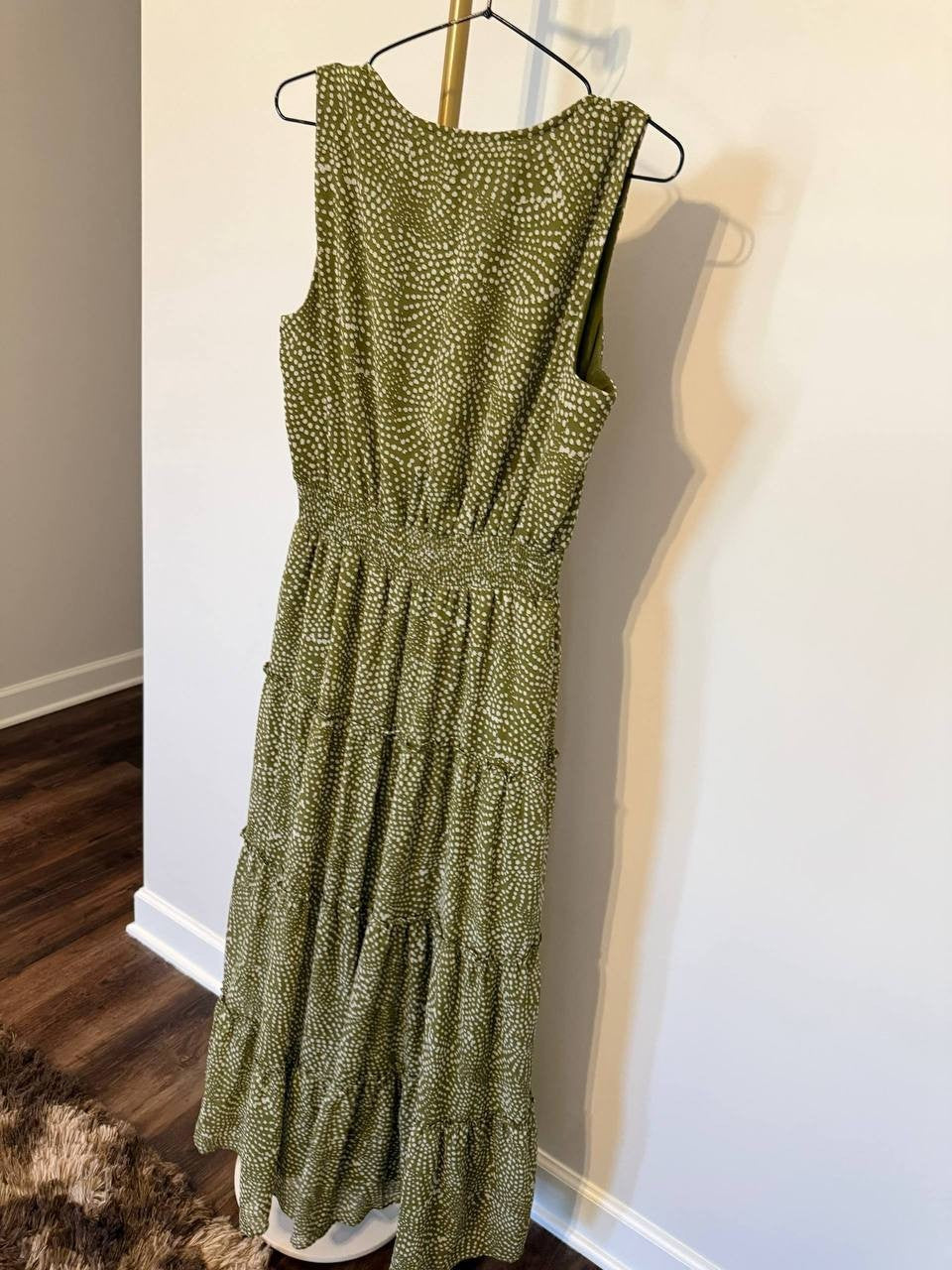 1.STATE Printed Sleeveless Dress Avocado Green M NWT Modern Chic Fresh msrp$99
