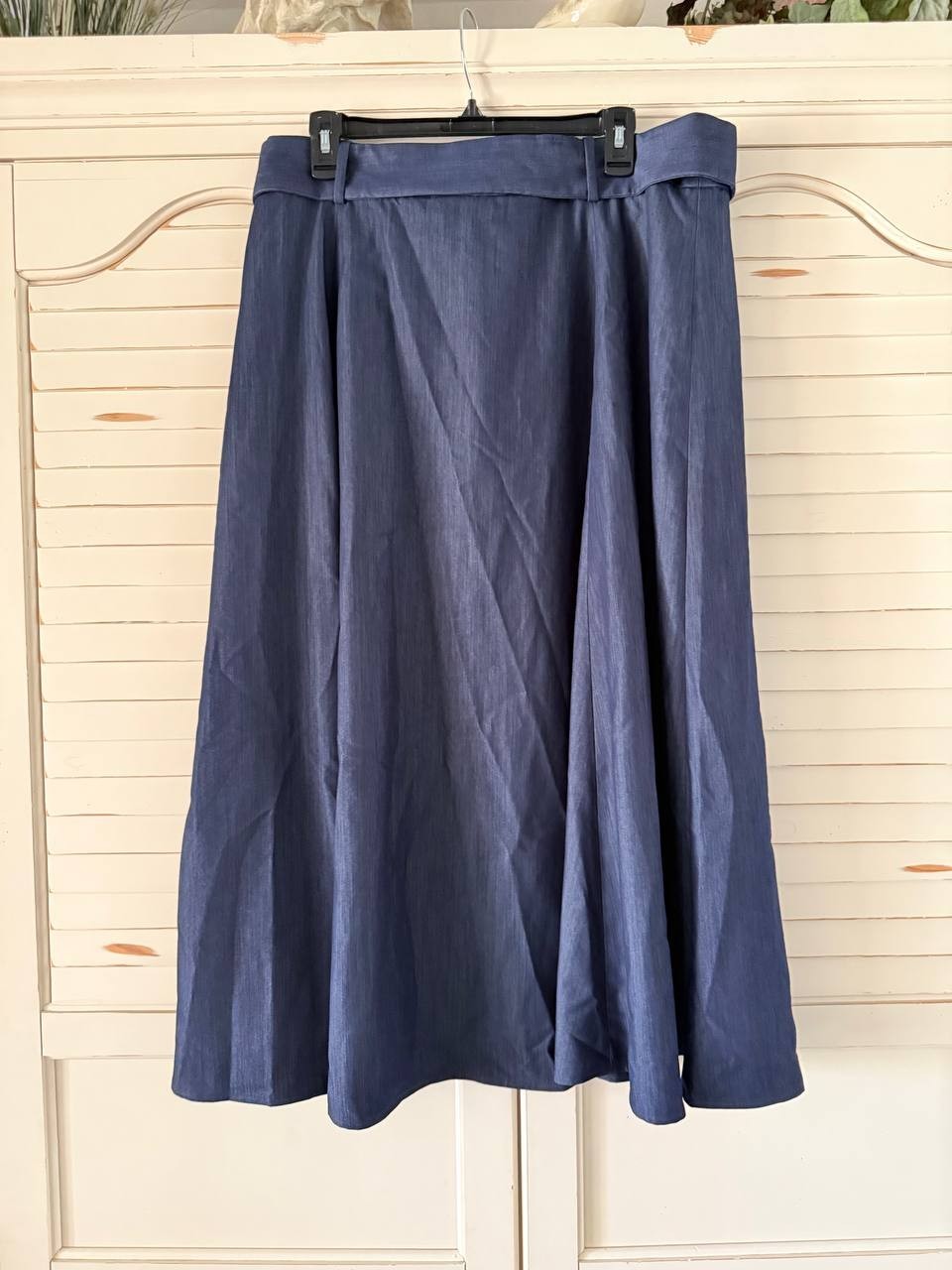 DKNY Maxi Skirt 14 Navy A-Line Tie Belt Waist Flowy Silhouette NWT $108