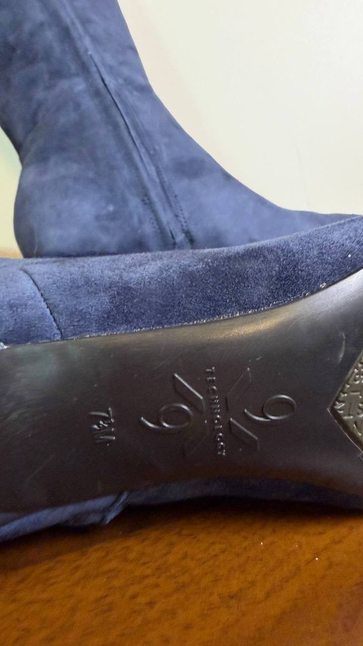 Nine West Kimdee Boots 7.5M Dark Blue Suede Tall Stiletto Dress NIB msrp$269