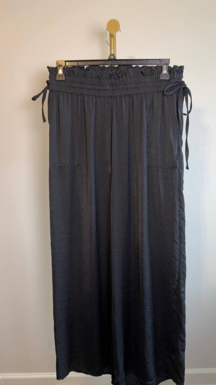 Red Carter Hammered Wide Leg Cover‑Up Pants Black L NWOT $82