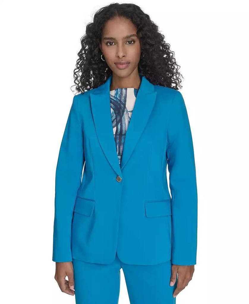 Calvin Klein Cotton Blend One Button Jacket Corsica Peak Lapel Lined Size 4 NWOT