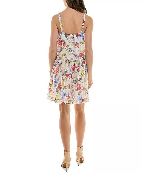 Taylor Petite Printed Pintuck Bodice Sleeveless Shift Dress White 7 NWT $129