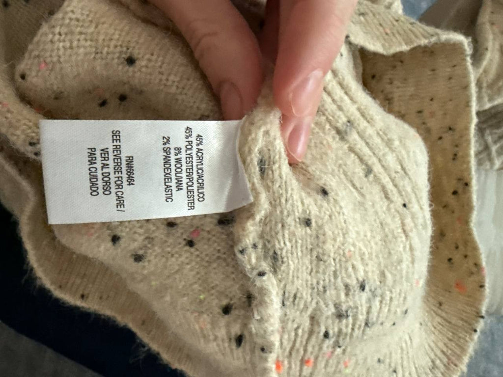 Sandra Darren Cable Knit Sweater Dress Beige Speckled Size L NWT $89 – Cozy Chic