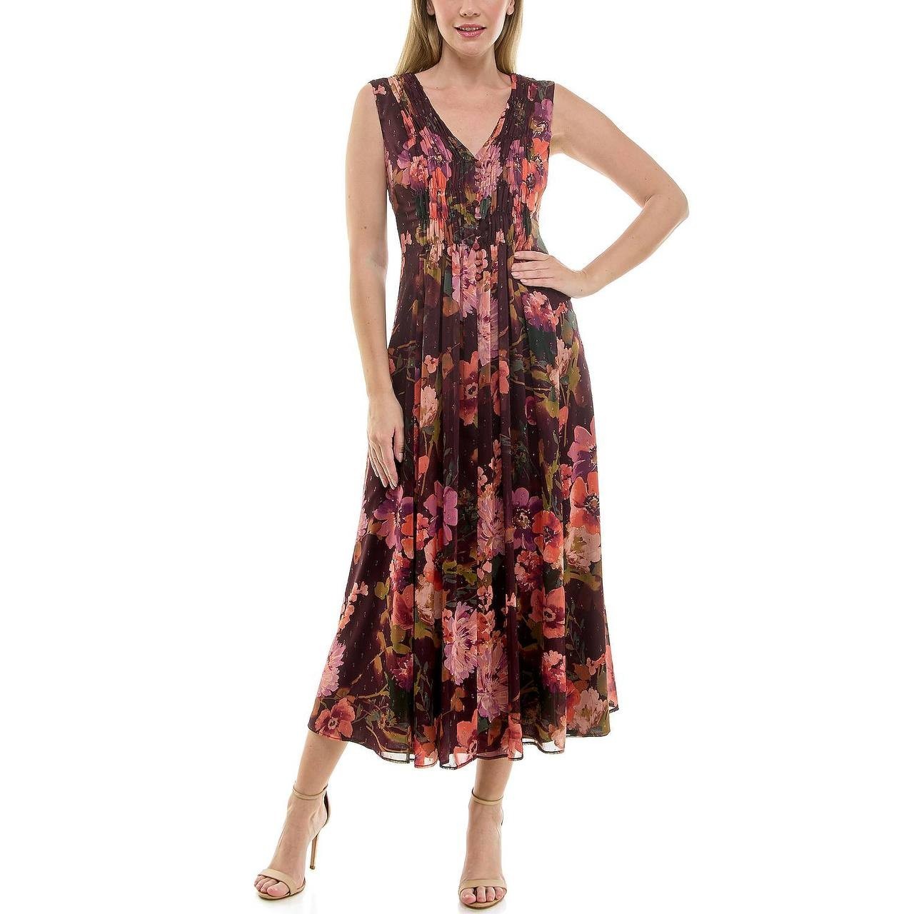 Taylor Floral Smocked A‑Line Dress – Size 9 – NWT – $128