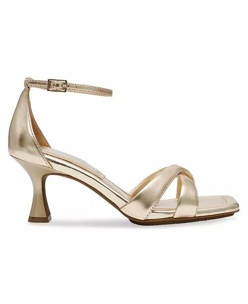 Anne Klein Gold Man‑Made Ankle Strap Dress Sandals 7M New in Box $79