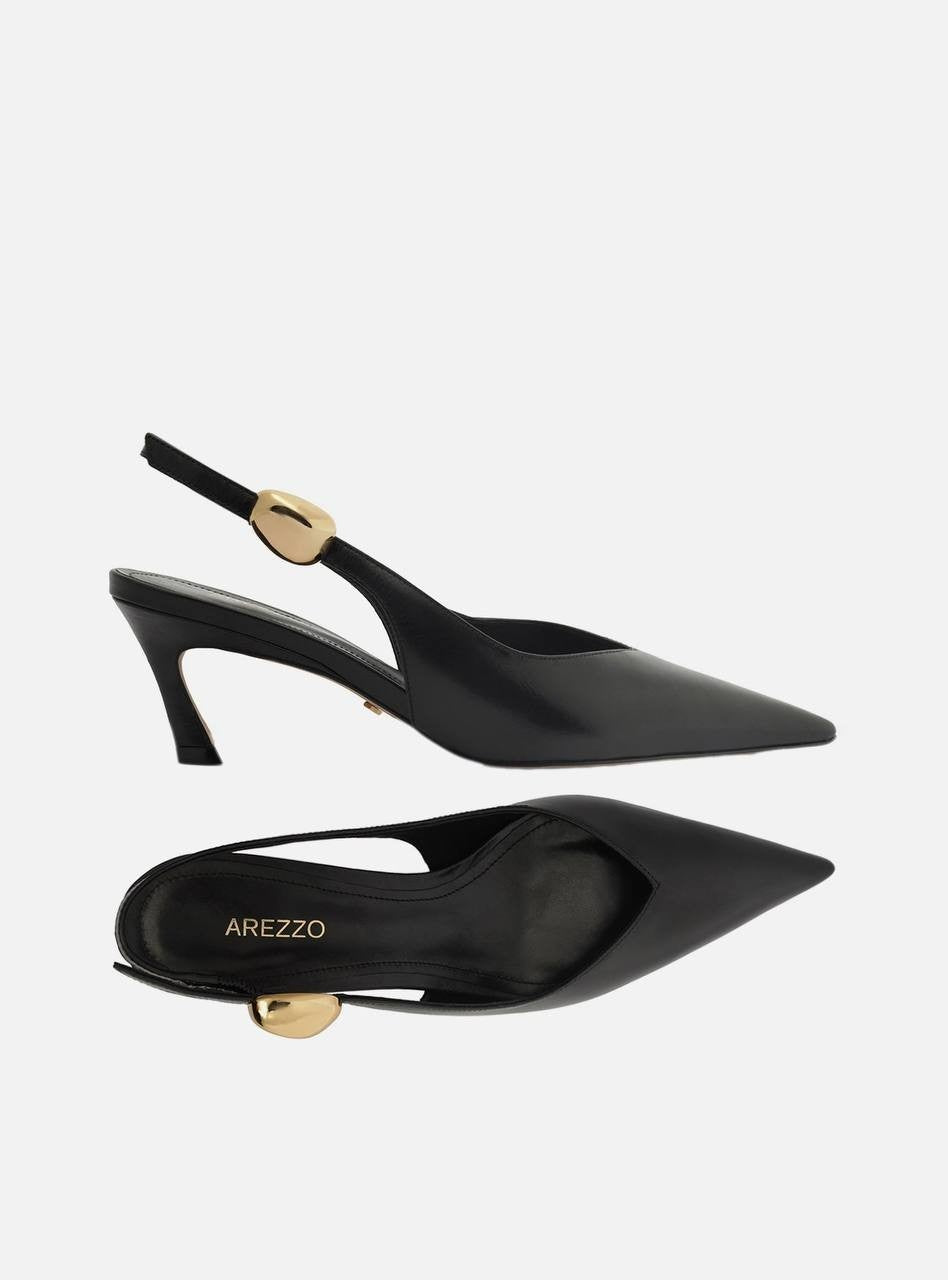 Arezzo Pumps Black Leather Size 7.5B New in Box $109