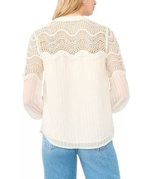 Vince Camuto Women’s V‑Neck Long Sleeve Button Blouse New Ivory L NWT $109