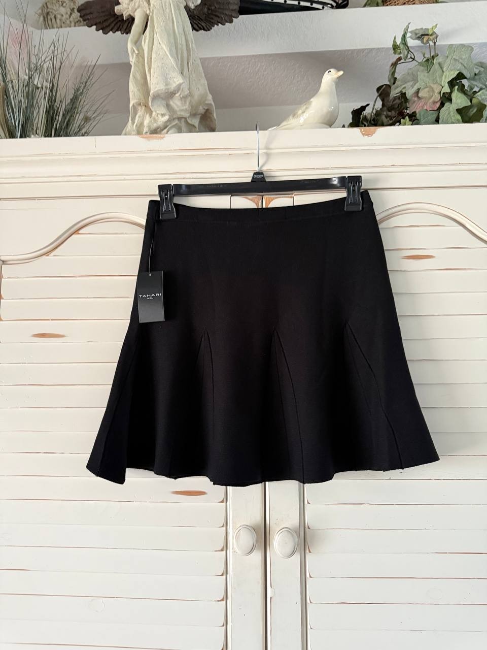 Tahari ASL Flair Pull-On Sweater Skirt M Black NWT $79