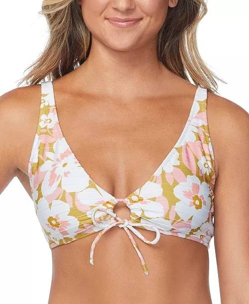 Raisins West Side Floral-Print Bikini Top Multi XL NWT $48