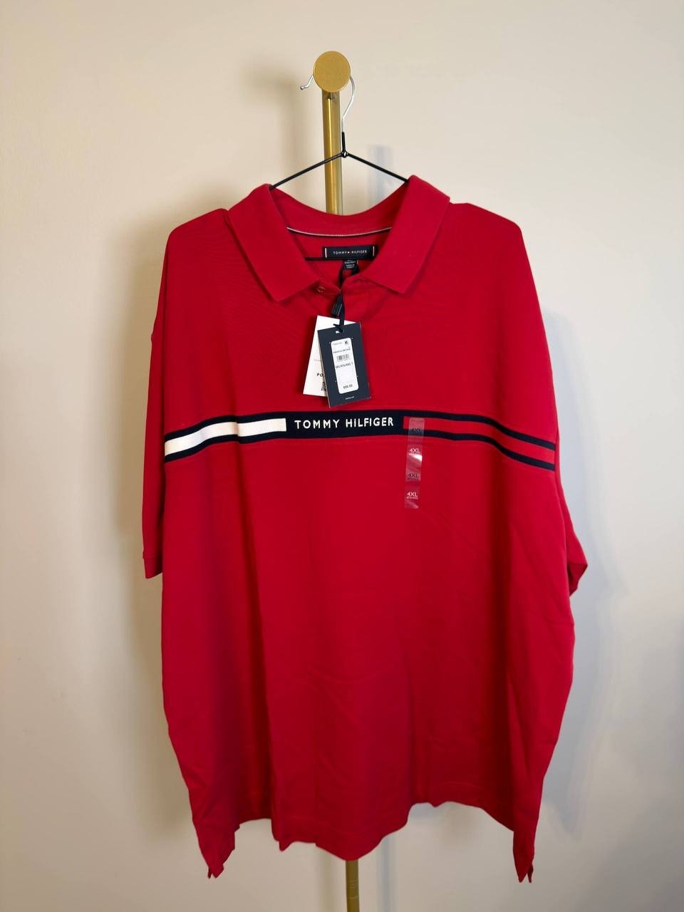 Tommy Hilfiger Chest Insert Polo Shirt Medium Red 4XL NWT $89.50