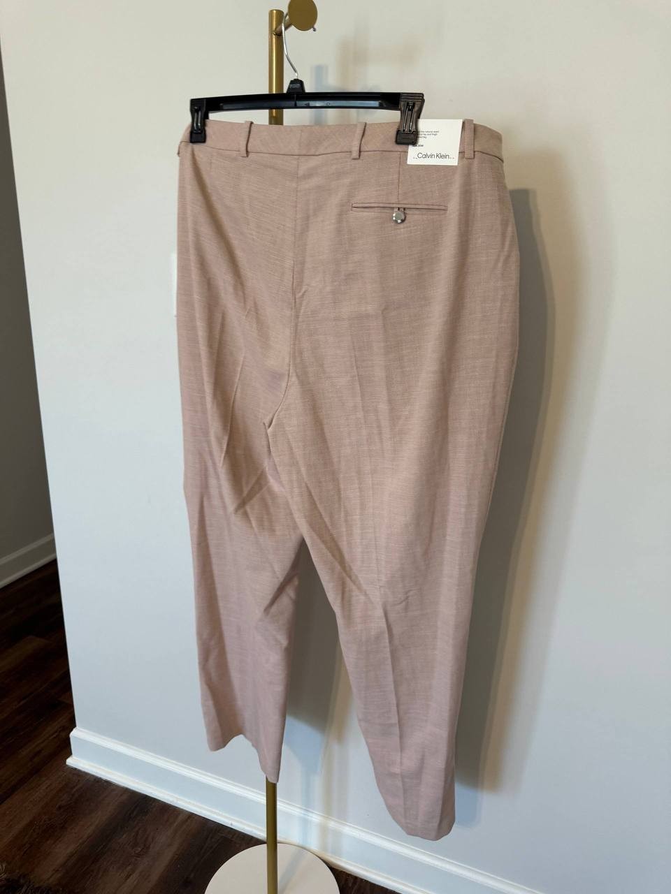 Calvin Klein Plus High‑Rise Wide‑Leg Pants Beige Size20W NWT Chic msrp$109