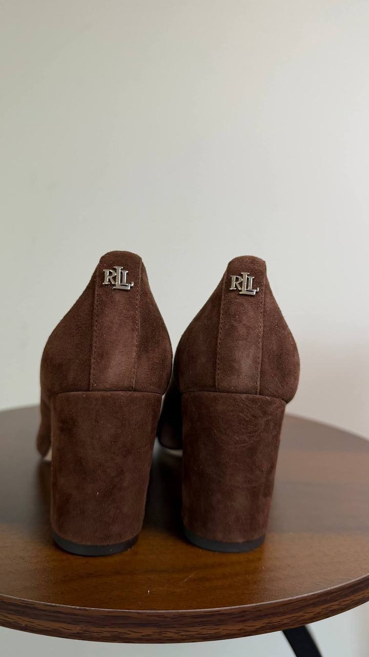 Lauren Ralph Lauren “Lanette”Brown Block Heel Suede Size 6B NIB msrp$155