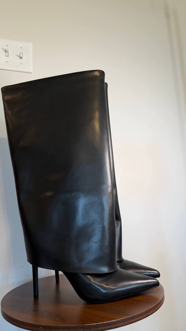 INC Skylar Fold Over Cuffed Knee High Boots Black 12M WC Man‑Made $130 NWB