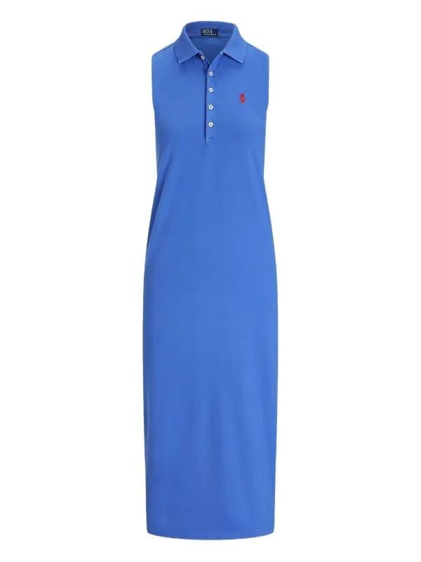 Polo Ralph Lauren Dress XS Royal Blue Sleeveless Polo Collar Cotton Stretch