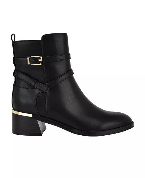 Calvin Klein Black Man‑Made Block Heel Booties 8.5M NIB MSRP $139