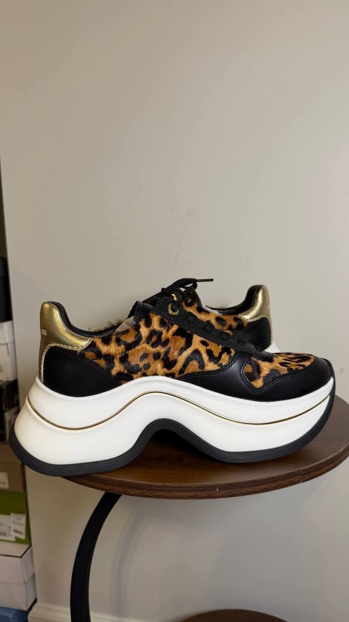 Michael Michael Kors Leopard Leather/Calf Hair Trainers 8M New in Box MSRP $195