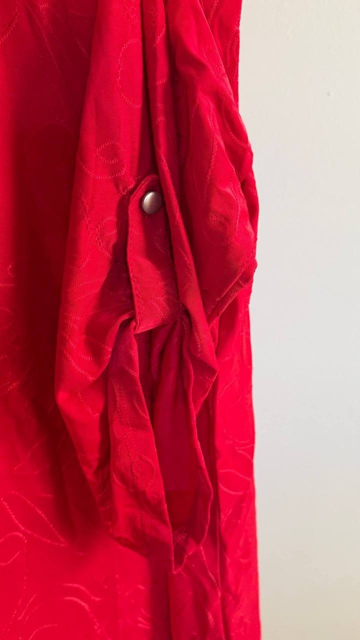 NY Collection Women’s 3/4 Roll Tab Zip Front Top Red 2X $44 NWT