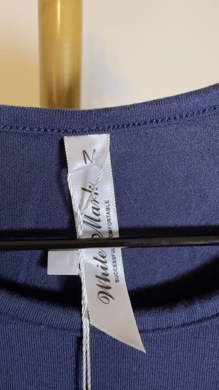 White Mark Short Sleeve Asymmetrical Waist Maxi Dress Navy M NWT $58