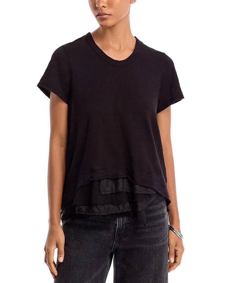 Wilt Boxy Mixed Media Hem Tee – Black – XS – NWT – $117